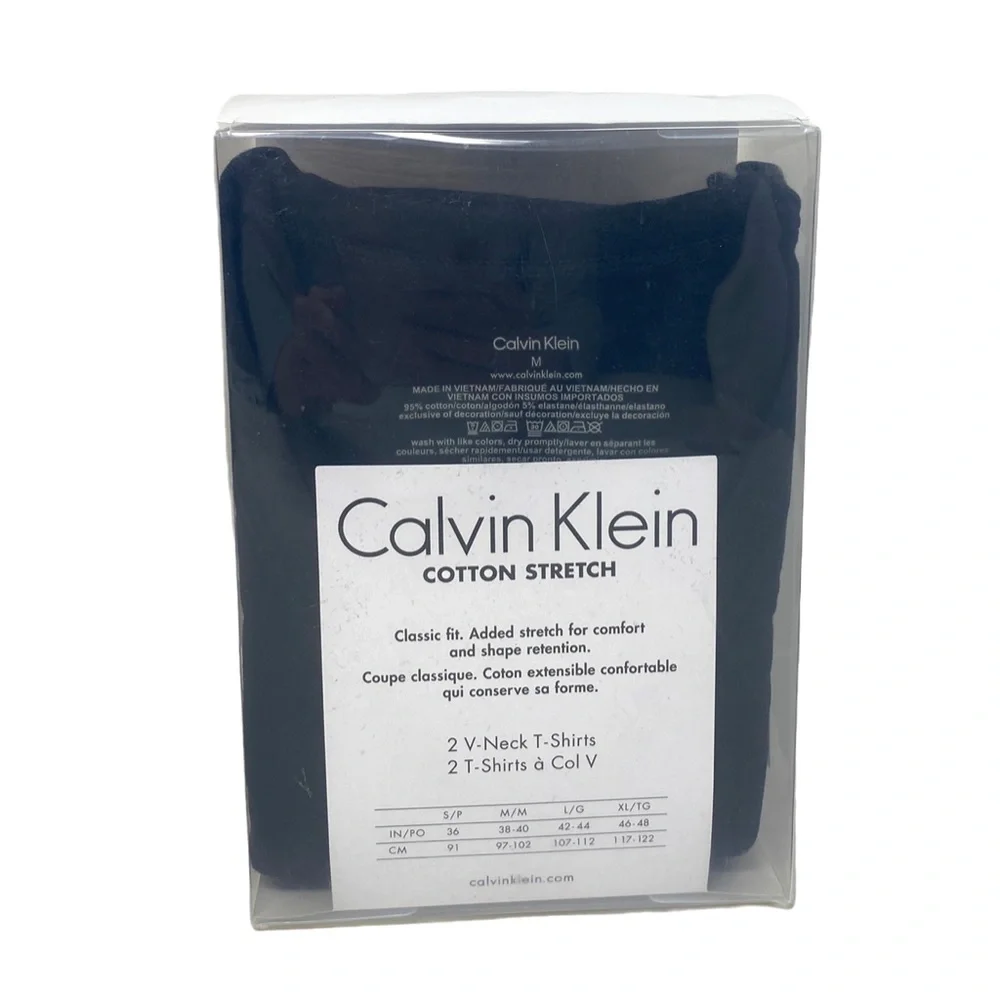 Calvin Klein Men Underwear T-Shirt V-Neck 2 Pack Cotton Stretch Black NB1179001 - Picture 11 of 11